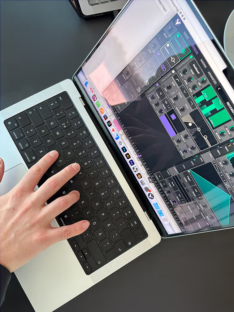 Developing the sounds in audio software