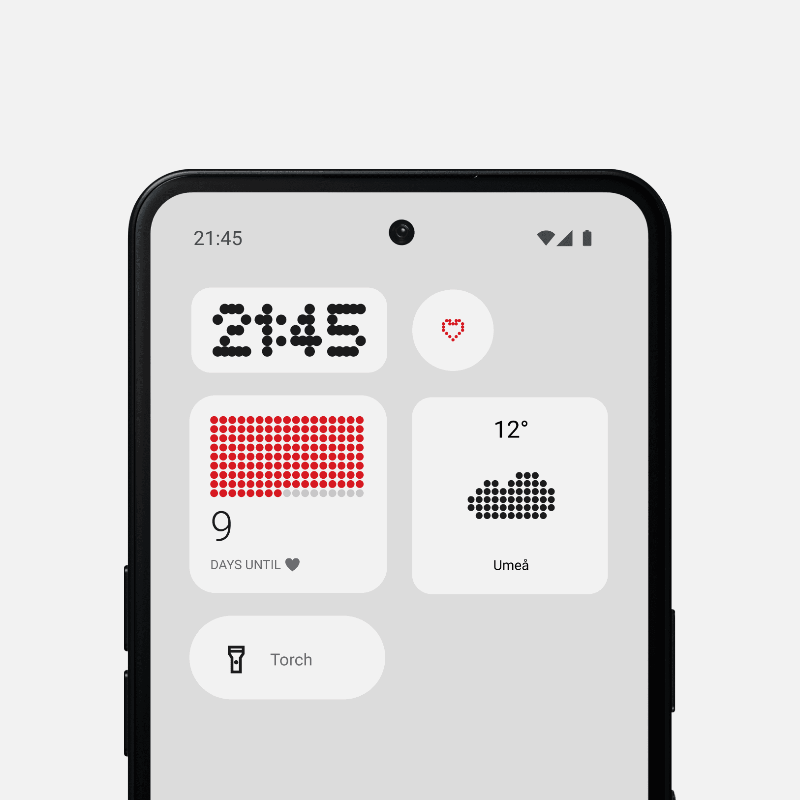 A Nothing OS day counter widget counting down to the next reunion