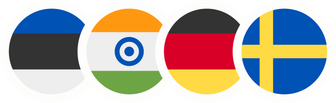 Team members’ national flags